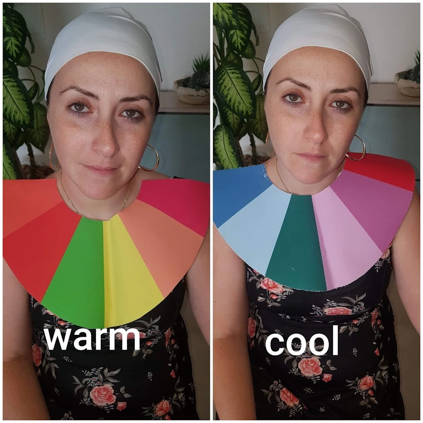 בדיקה של התאמת צבעים ללקוחה צבעים חמים לעומת צבעים קרים